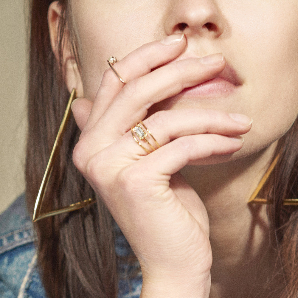 Stacked Baguette Ring-Rose Gold - Bing Bang Jewelry NYC