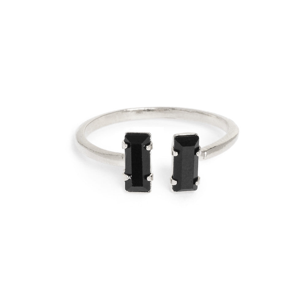 Double Baguette Ring - Jet Black Crystal - Bing Bang Jewelry NYC