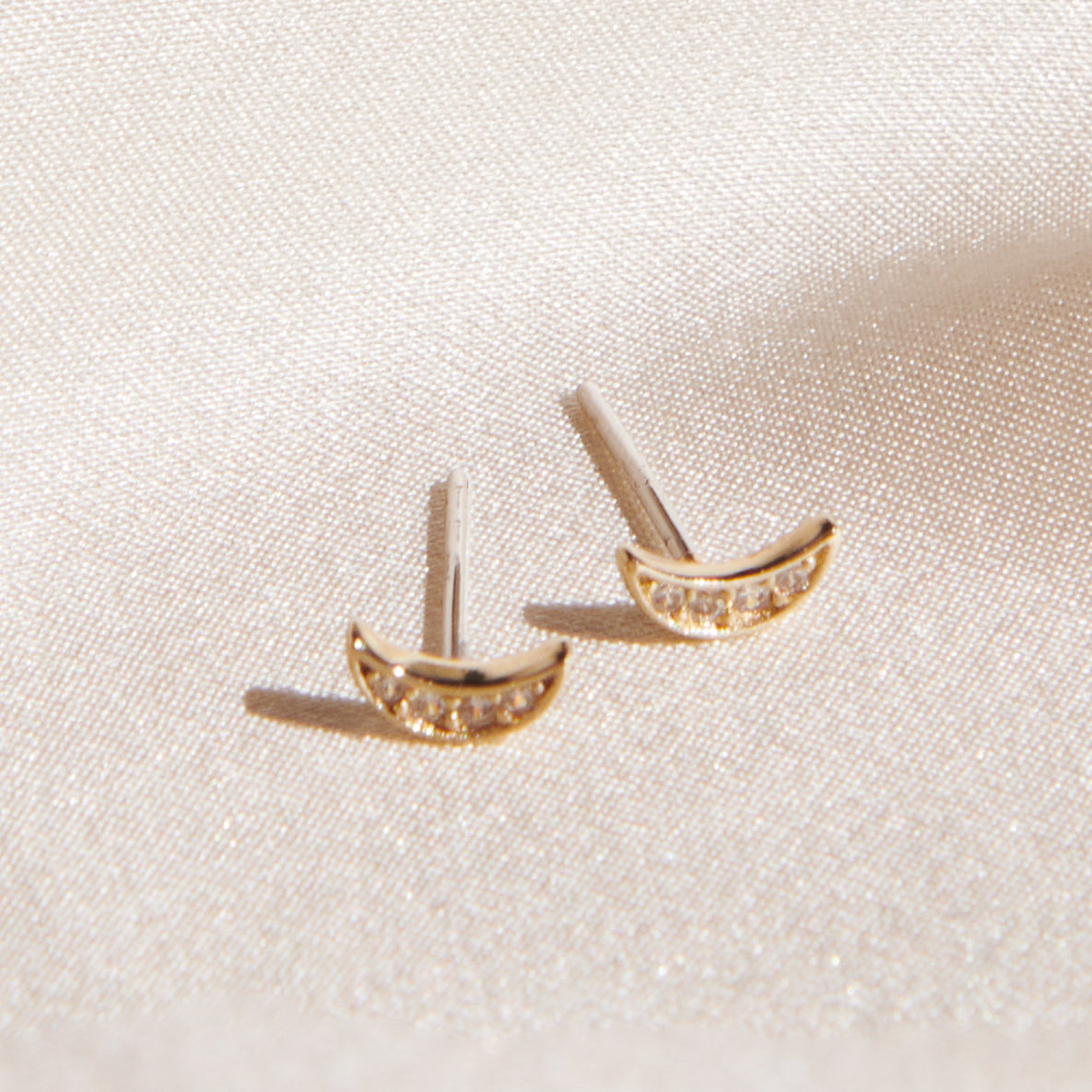 Pavé Little Moon Studs - Bing Bang Jewelry NYC