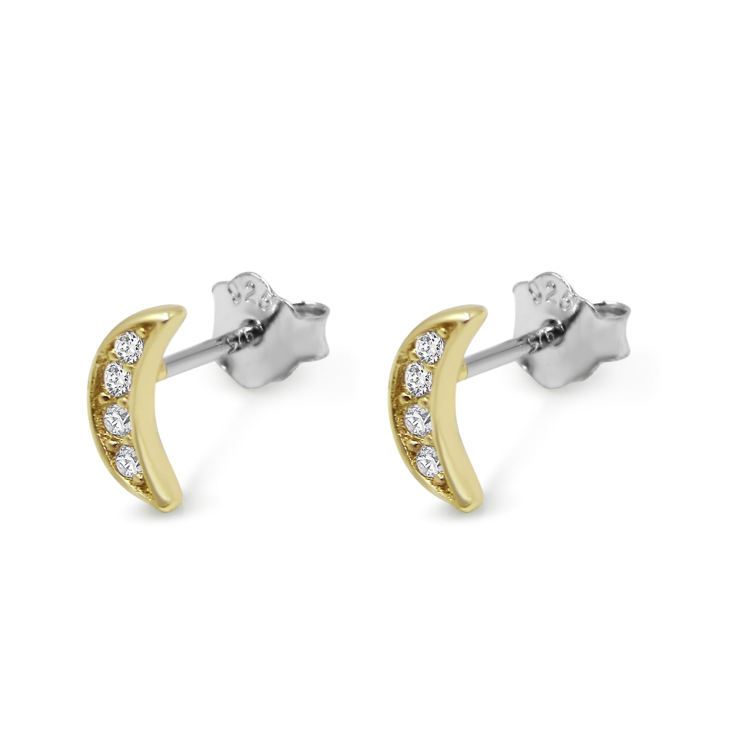 Pavé Little Moon Studs - Bing Bang Jewelry NYC