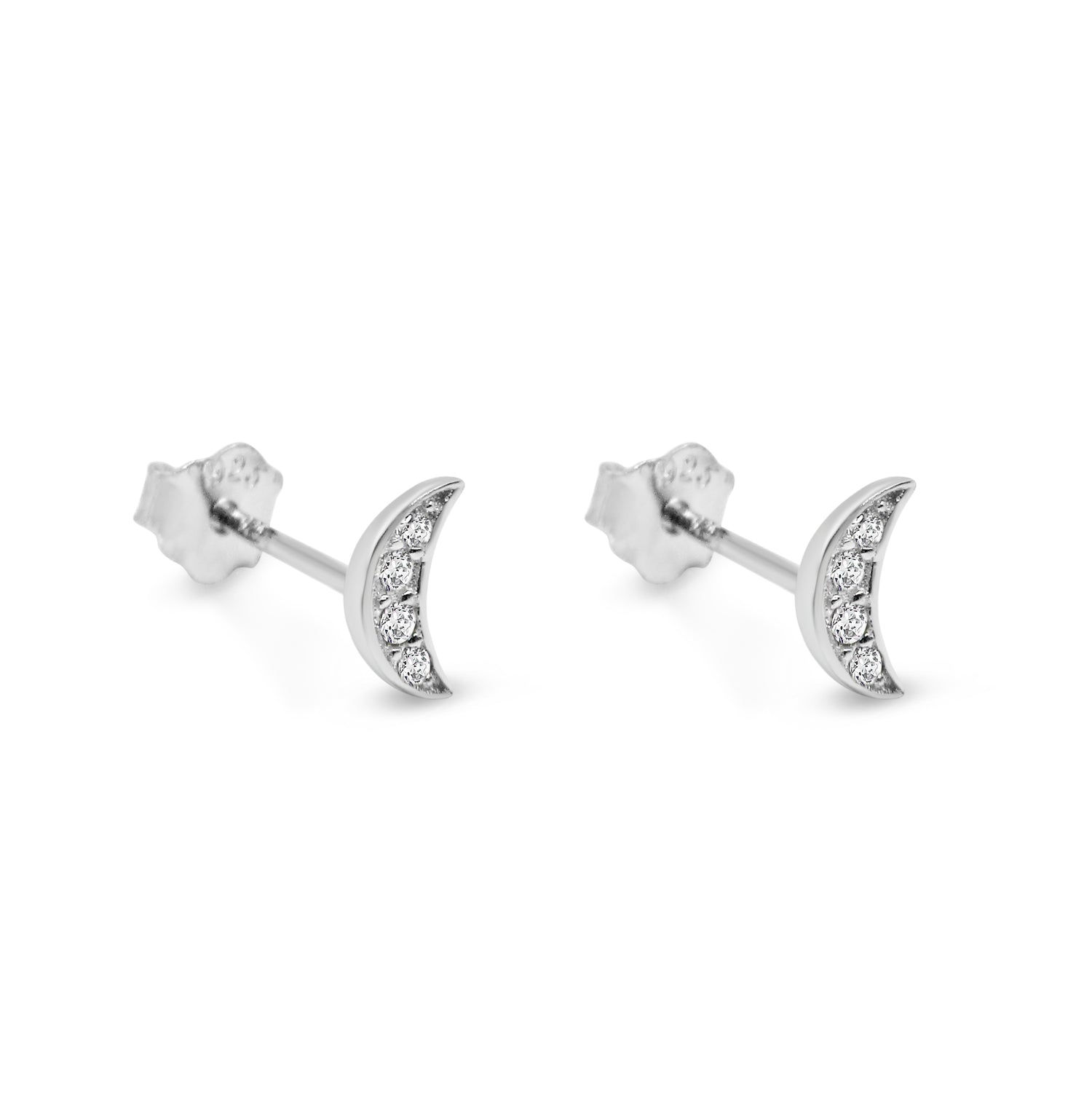Pavé Little Moon Studs - Bing Bang Jewelry NYC