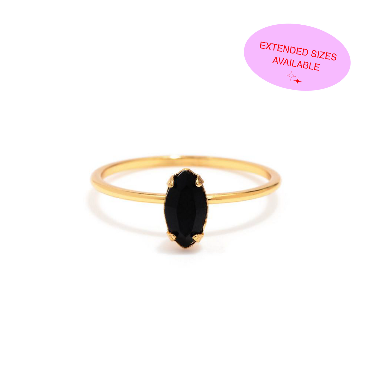 Tiny Marquis Ring - Jet Black Crystal - Bing Bang Jewelry NYC