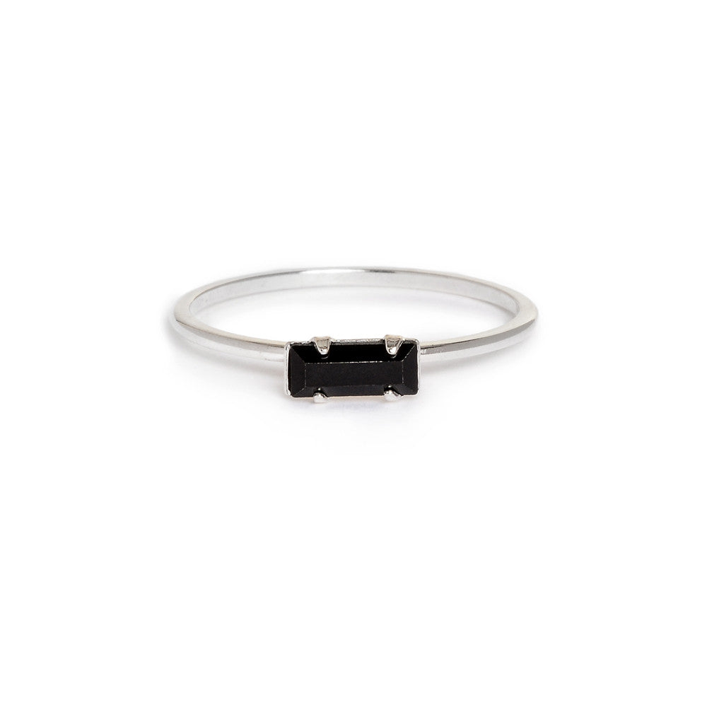 Tiny Baguette Ring - Jet Black Crystal - Bing Bang Jewelry NYC