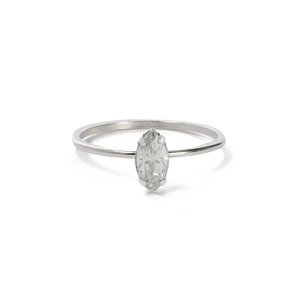 Tiny Marquis Ring - Clear Crystal - Bing Bang Jewelry NYC
