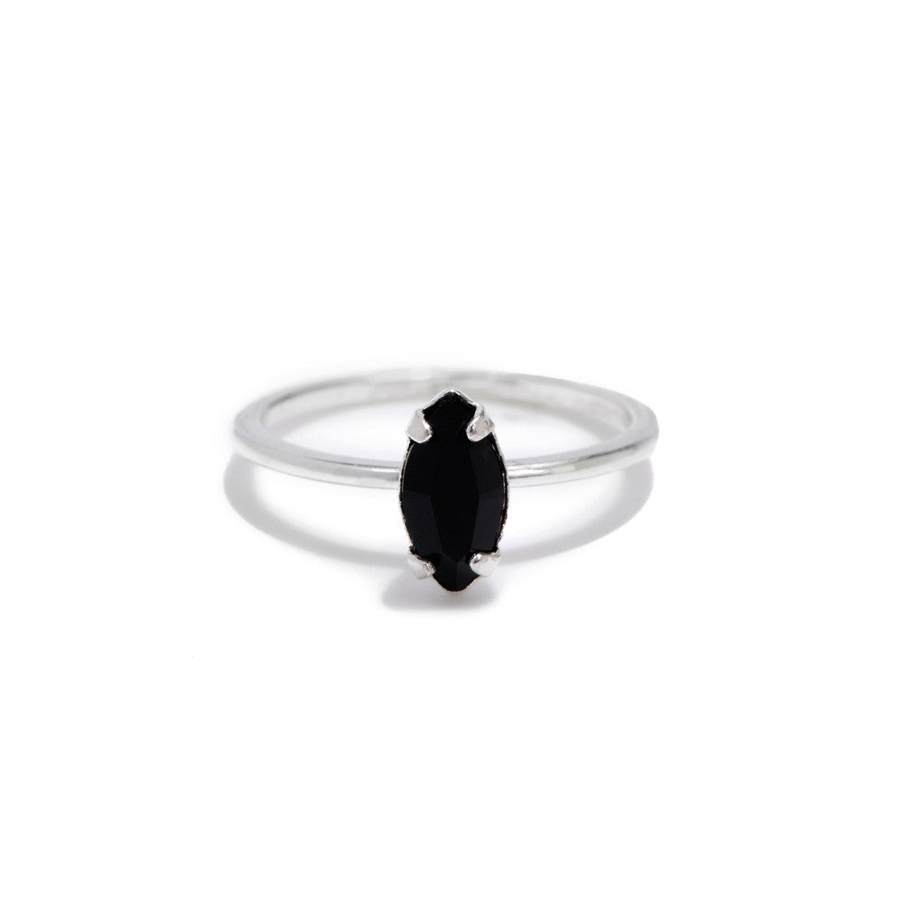 Tiny Marquis Ring - Jet Black Crystal - Bing Bang Jewelry NYC