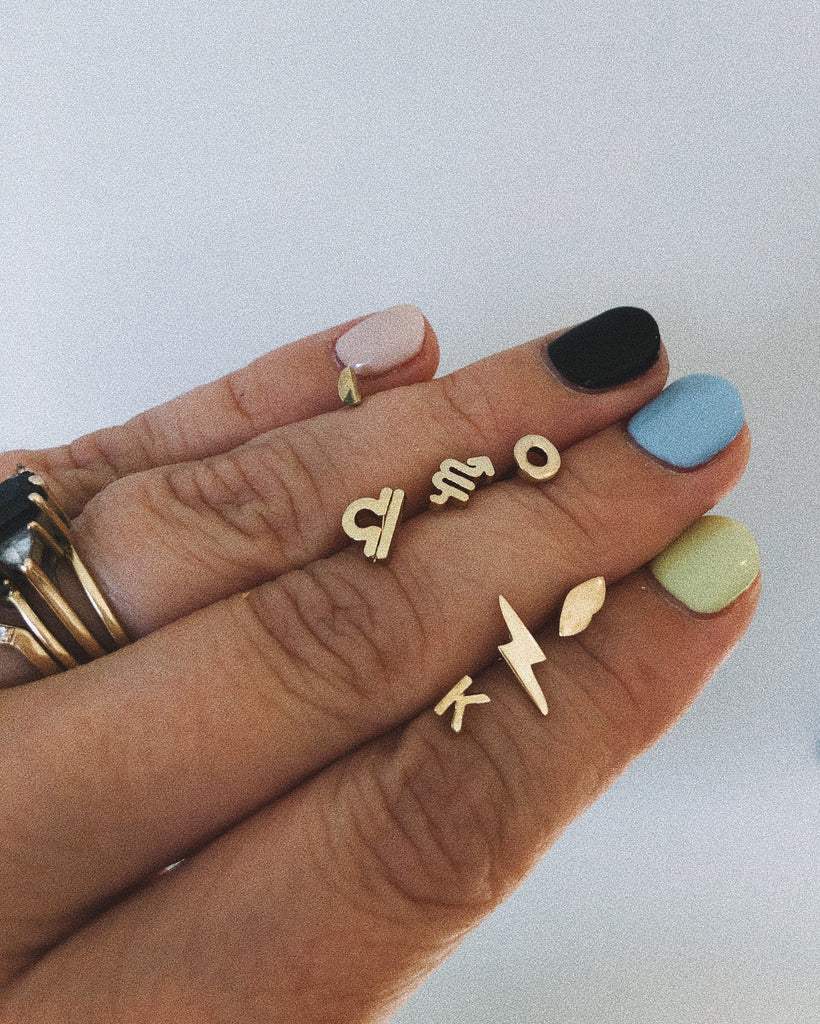 ✨14k Tiny Initial Stud - Bing Bang Jewelry NYC