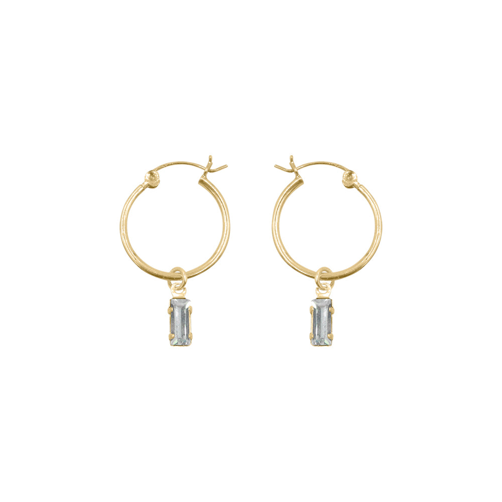 Tiny Baguette Charm Hoops - Bing Bang Jewelry NYC