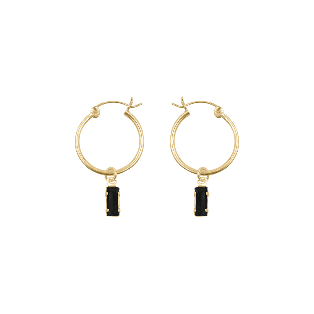 Tiny Baguette Charm Hoops - Bing Bang Jewelry NYC