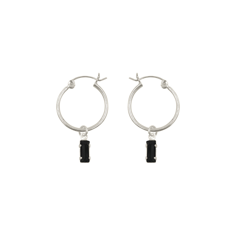 Tiny Baguette Charm Hoops - Bing Bang Jewelry NYC