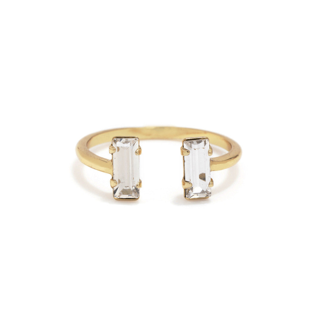 Double Baguette Ring - Clear Crystal - Bing Bang Jewelry NYC