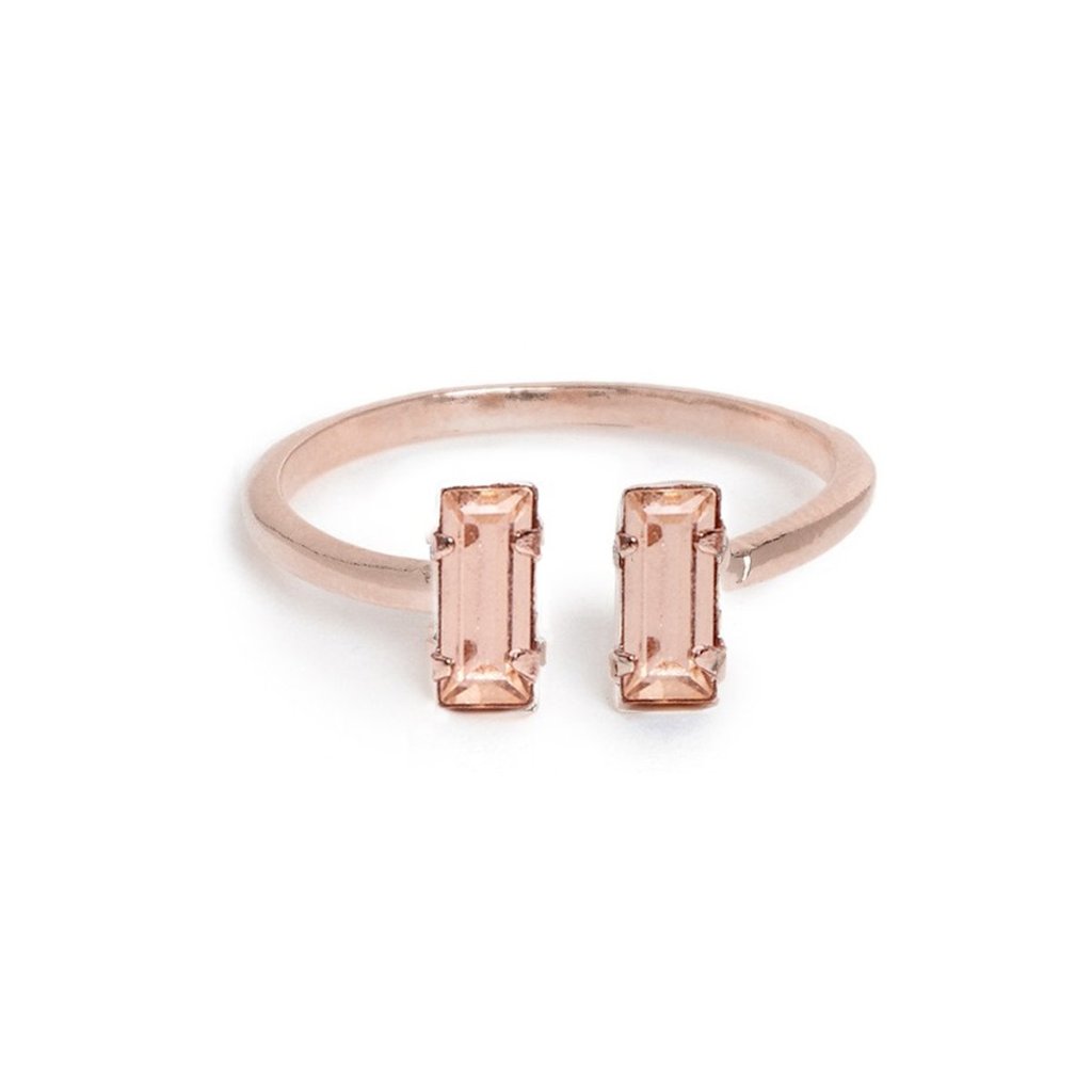 Double Baguette Ring - Peach - Bing Bang Jewelry NYC