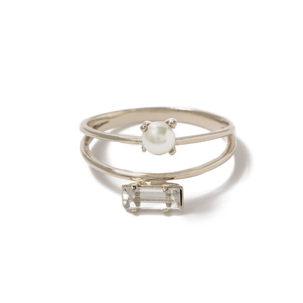Monroe Duet Ring - Clear Crystal - Bing Bang Jewelry NYC