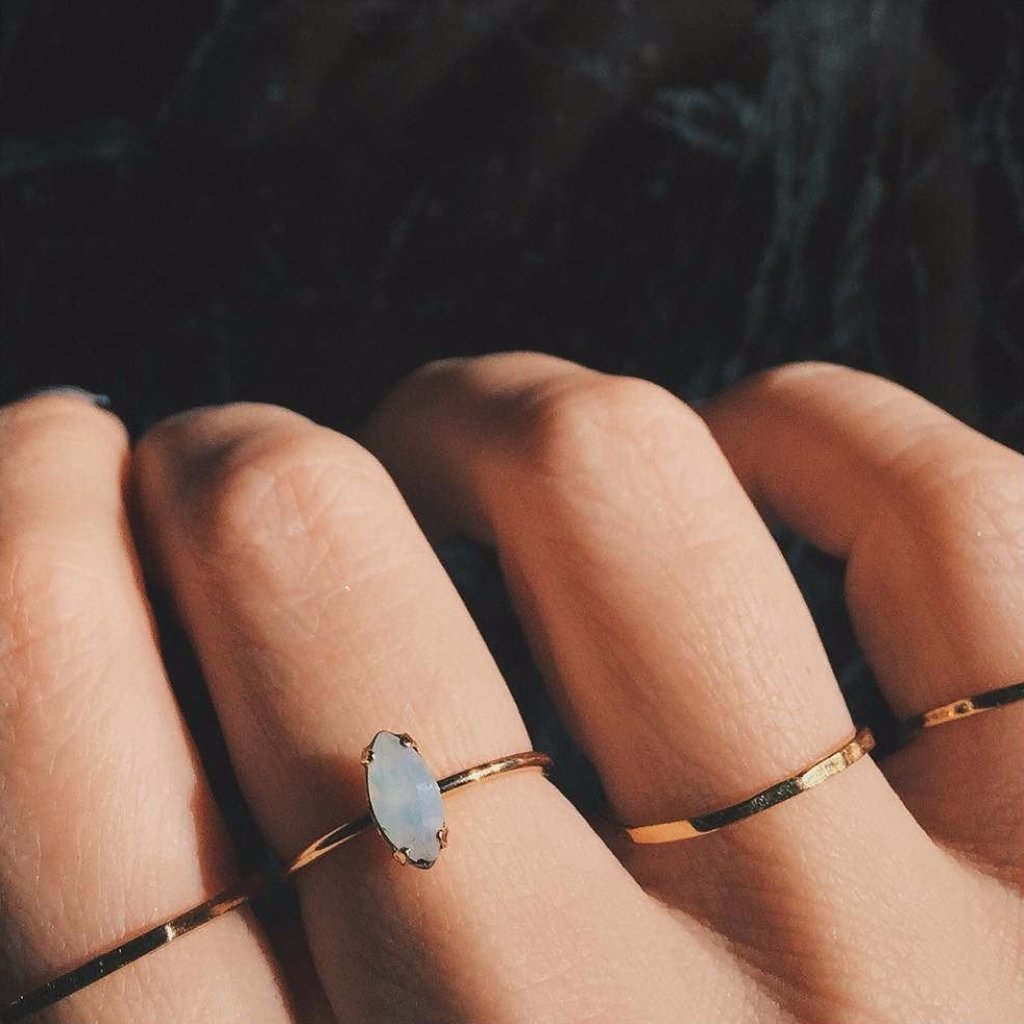 Tiny Marquis Ring - Opal Crystal - Bing Bang Jewelry NYC