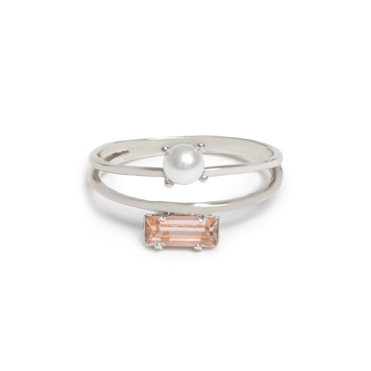 Monroe Duet Ring - Peach Crystal - Bing Bang Jewelry NYC