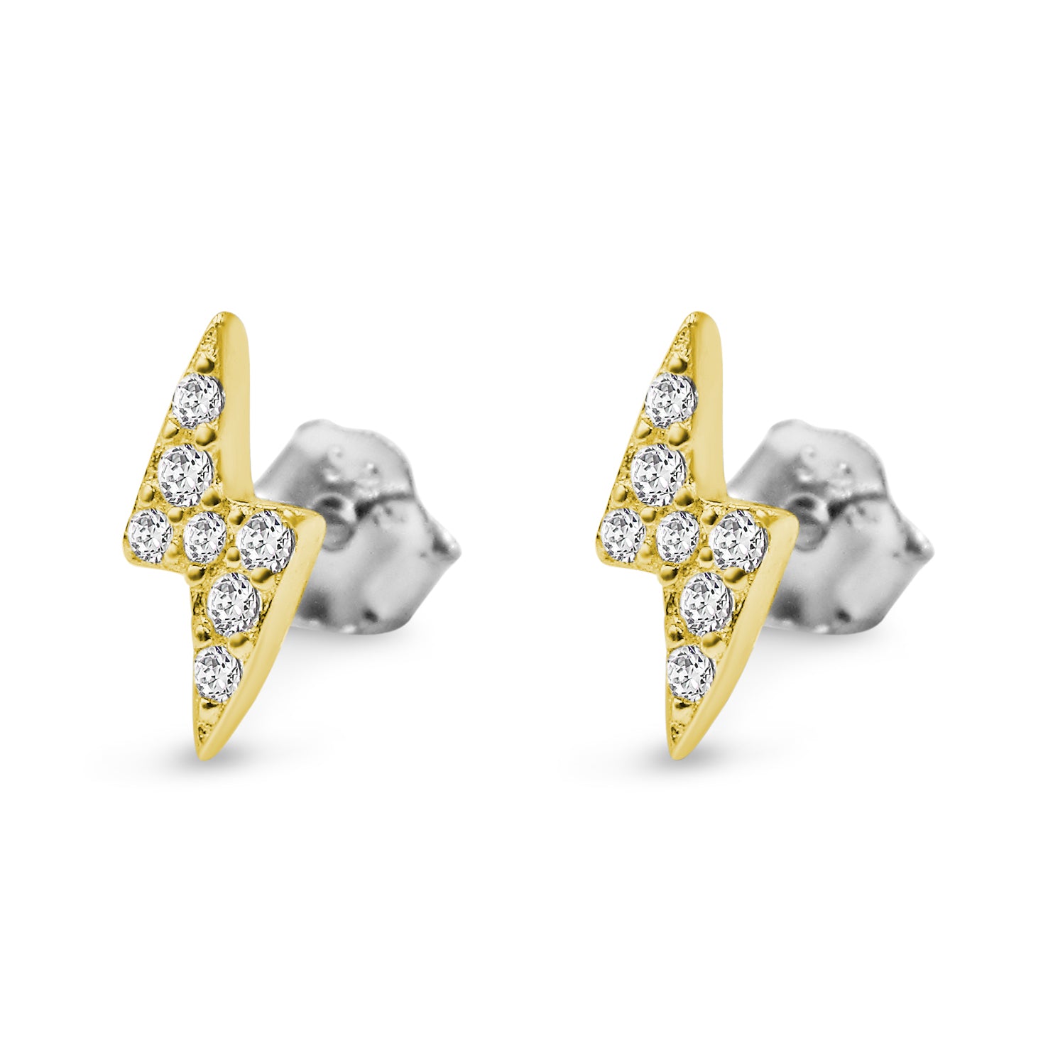 Pavé Lightning Bolt Studs - Bing Bang Jewelry NYC