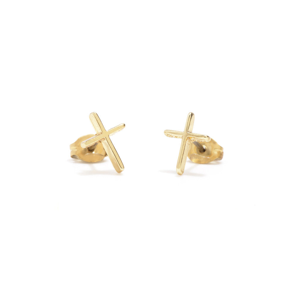 Skinny Cross Studs - Bing Bang Jewelry NYC