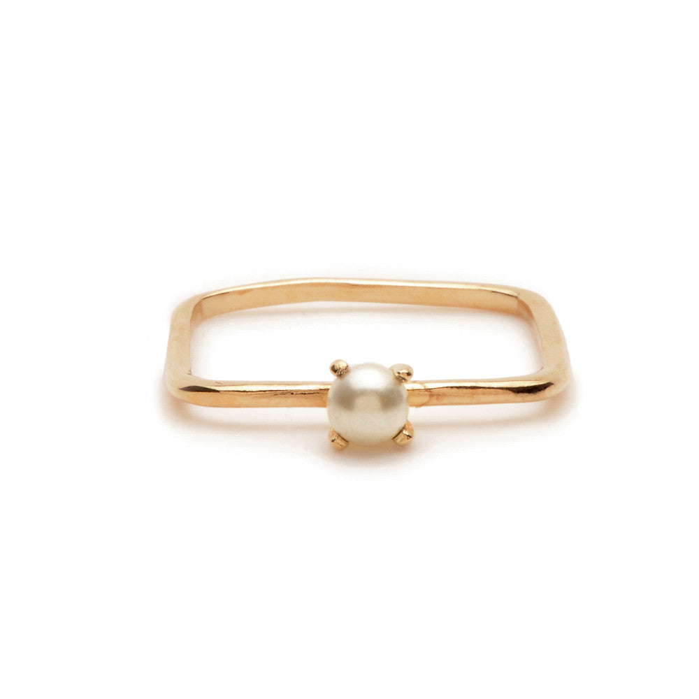 Square Pearl Ring - Bing Bang Jewelry NYC