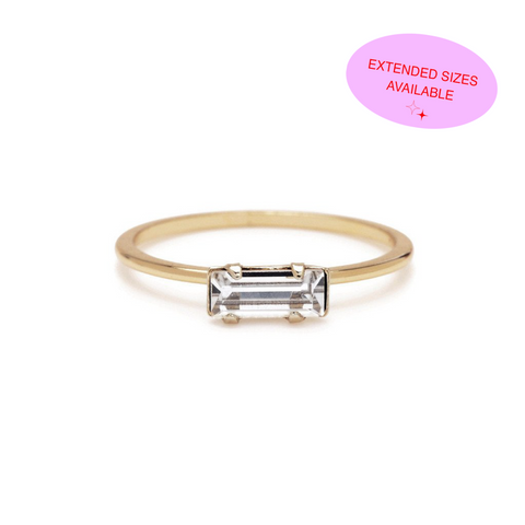 Tiny Baguette Ring - Clear Crystal - Bing Bang Jewelry NYC