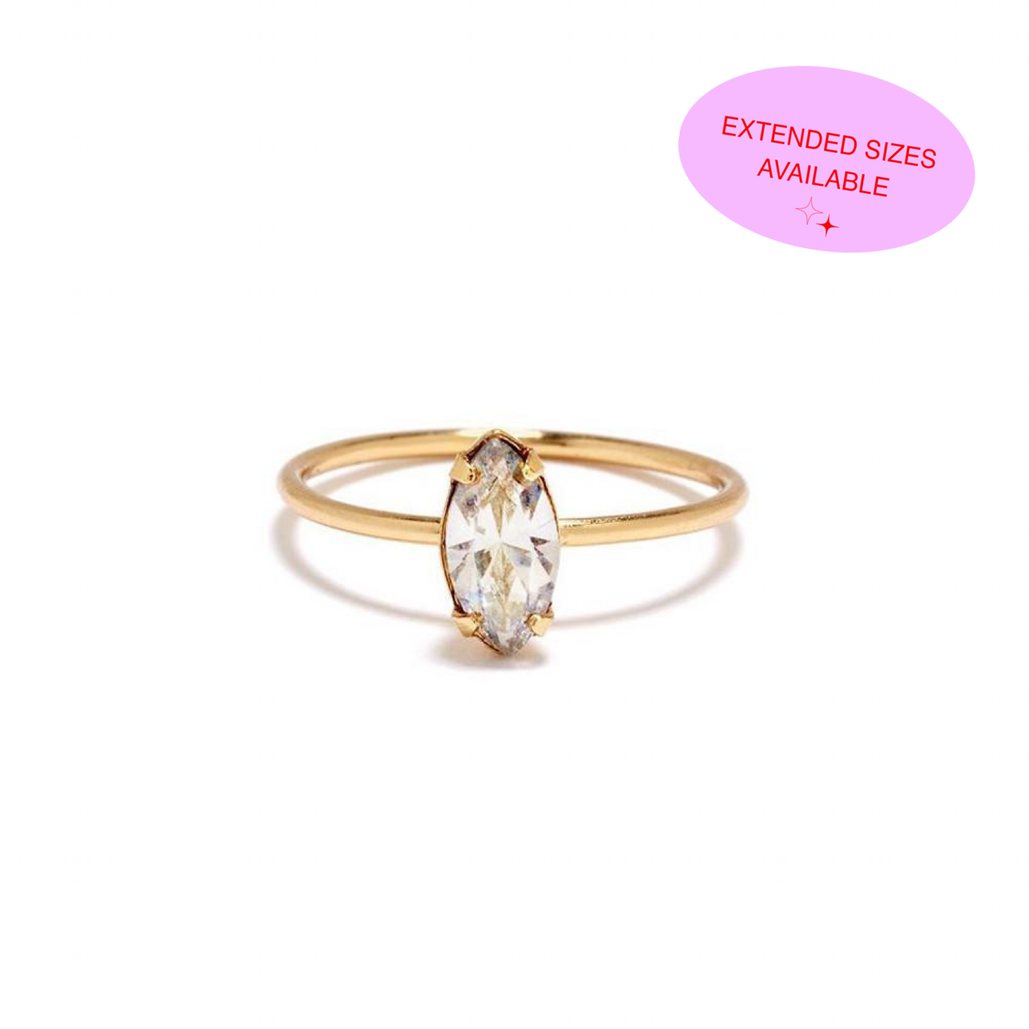 Vermeil Ring, Gold ring,Crystal Ring, Swarovski Crystal Ring, Vintage Crystal Ring - Size 7 Other Sizes Also Available