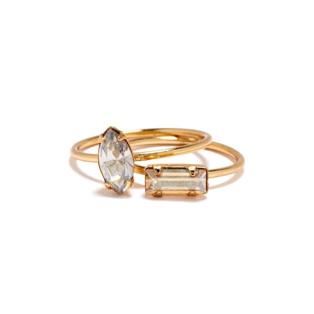 Tiny Baguette Ring - Clear Crystal - Bing Bang Jewelry NYC
