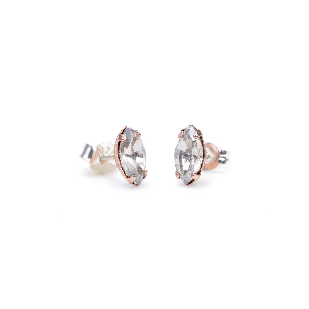 Tiny Marquis Studs - Clear Crystal - Bing Bang Jewelry NYC