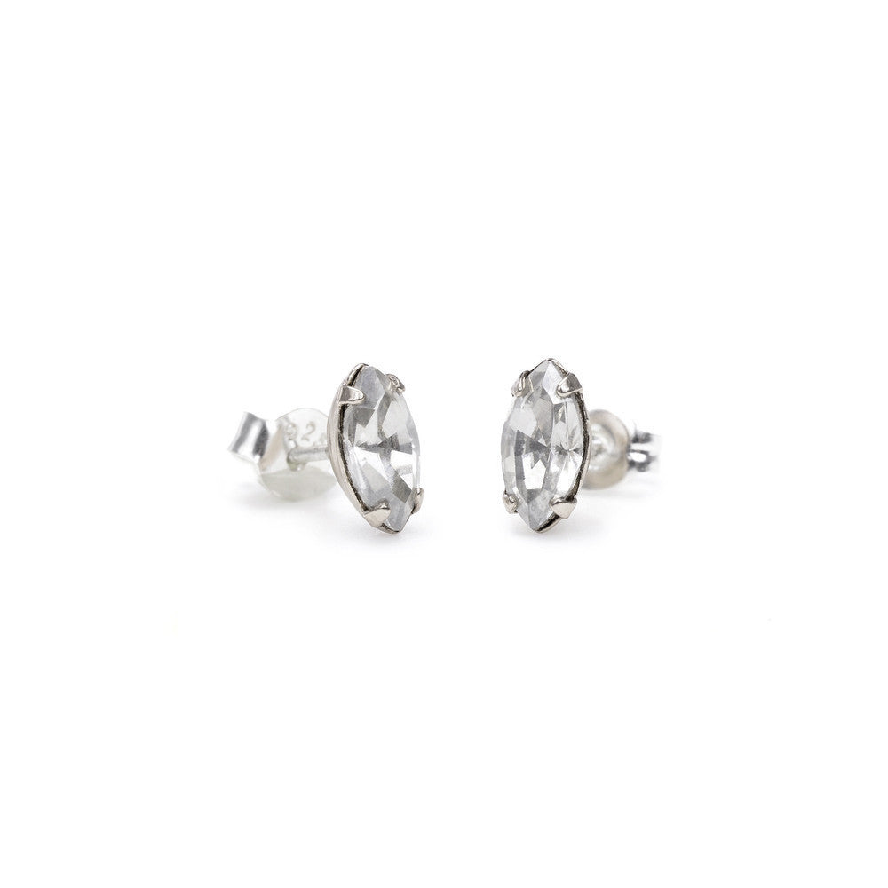 Tiny Marquis Studs - Clear Crystal - Bing Bang Jewelry NYC