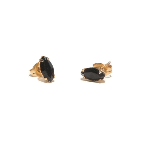 Tiny Marquis Studs - Jet Black Crystal - Bing Bang Jewelry NYC