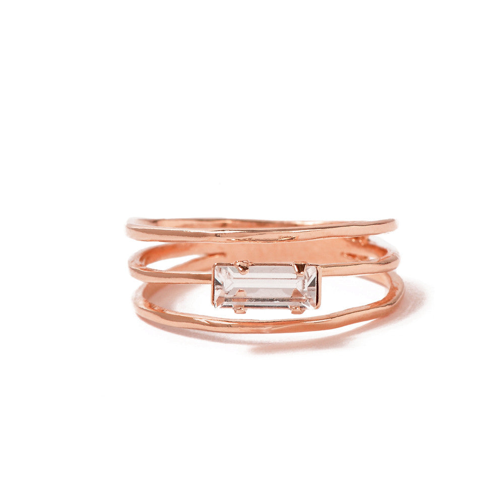 Stacked Baguette Ring-Rose Gold - Bing Bang Jewelry NYC
